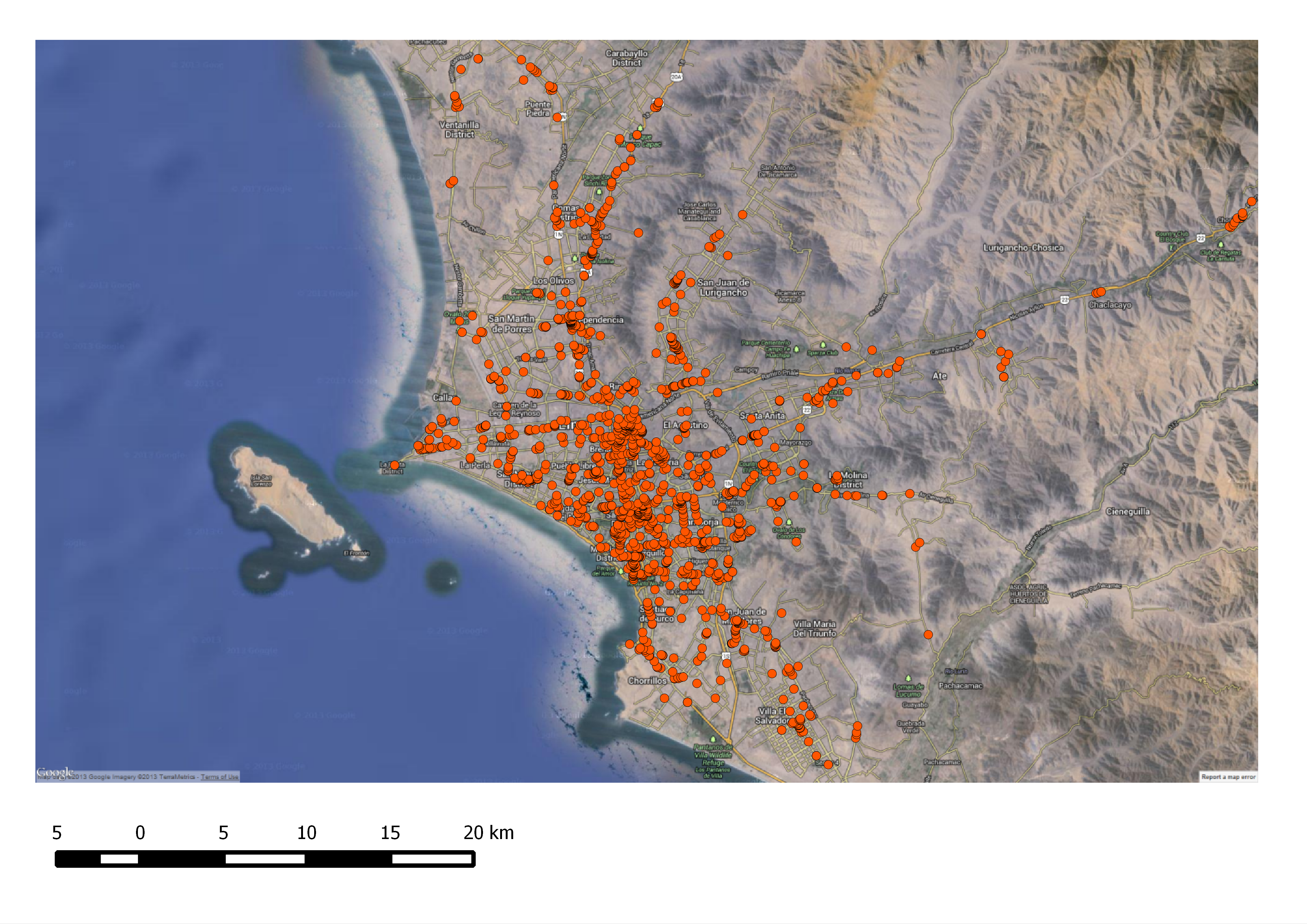 Map of some bank branches (Lima, Peru)
